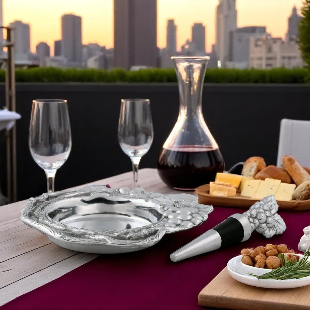 Grape Wine Coaster and Stopper Gift Set