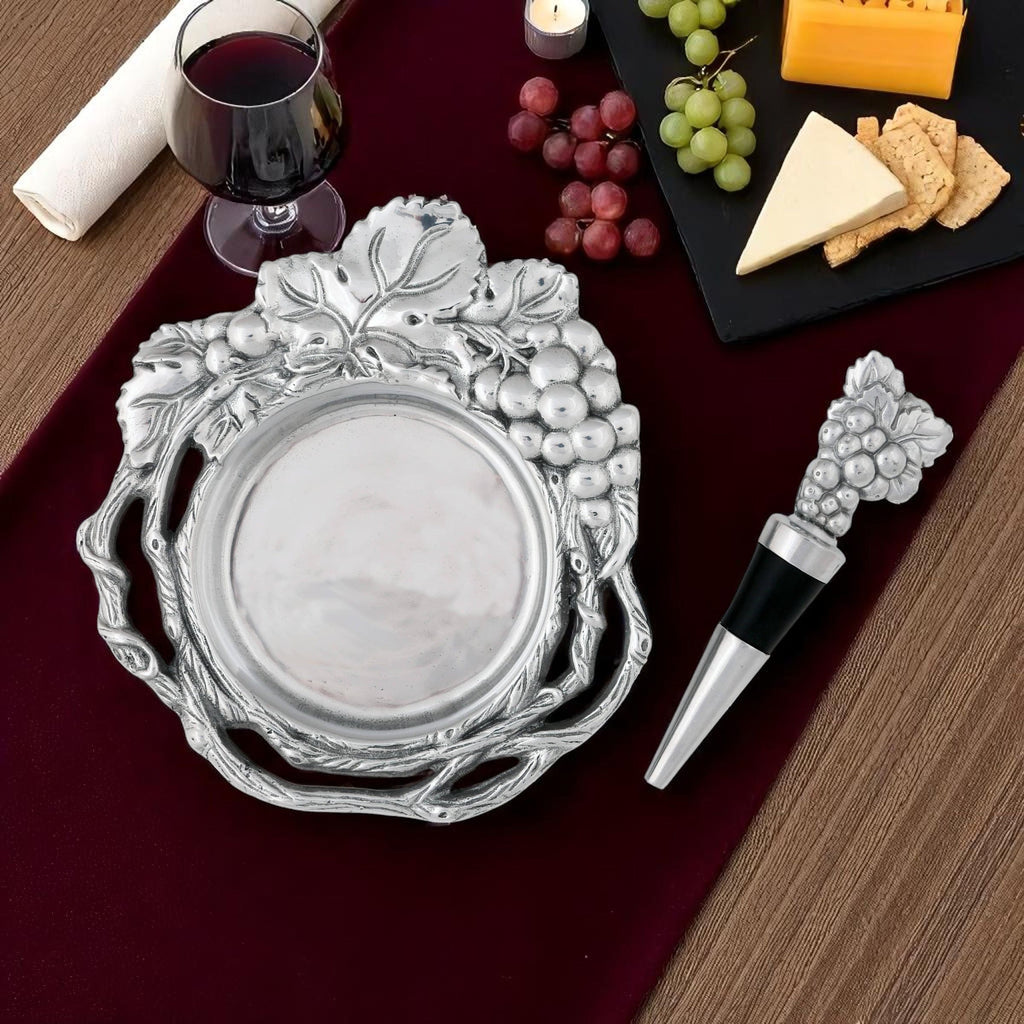 Grape Wine Coaster and Stopper Gift Set