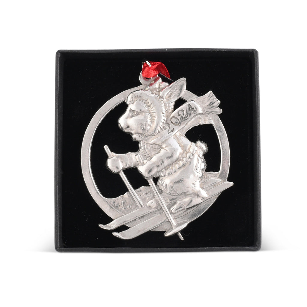 2024 Bunny Alpine Skiing Aluminum Ornament