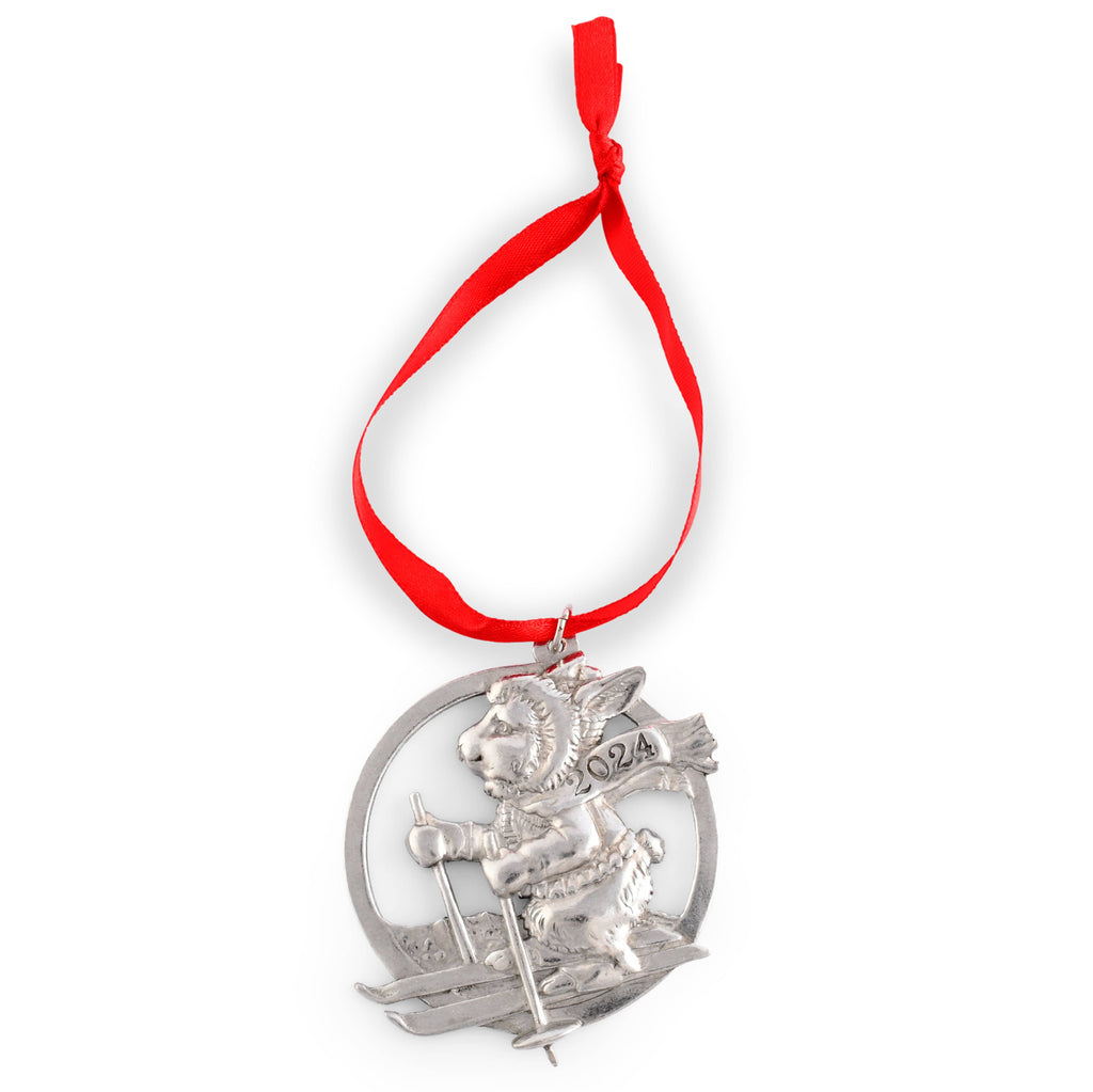 2024 Bunny Alpine Skiing Aluminum Ornament