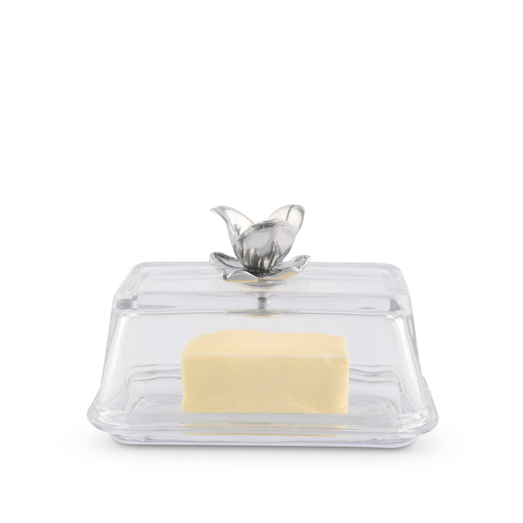 Magnolia Glass Butter Dish Table Accent