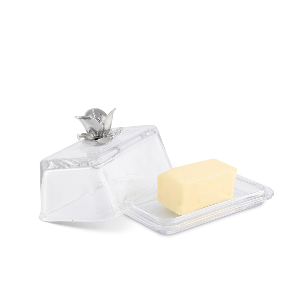 Magnolia Glass Butter Dish Table Accent