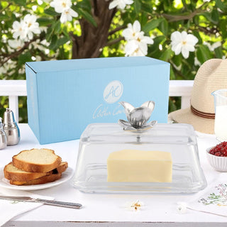 Magnolia Glass Butter Dish Table Accent