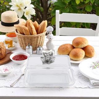 Magnolia Glass Butter Dish Table Accent