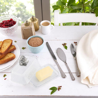 Magnolia Glass Butter Dish Table Accent