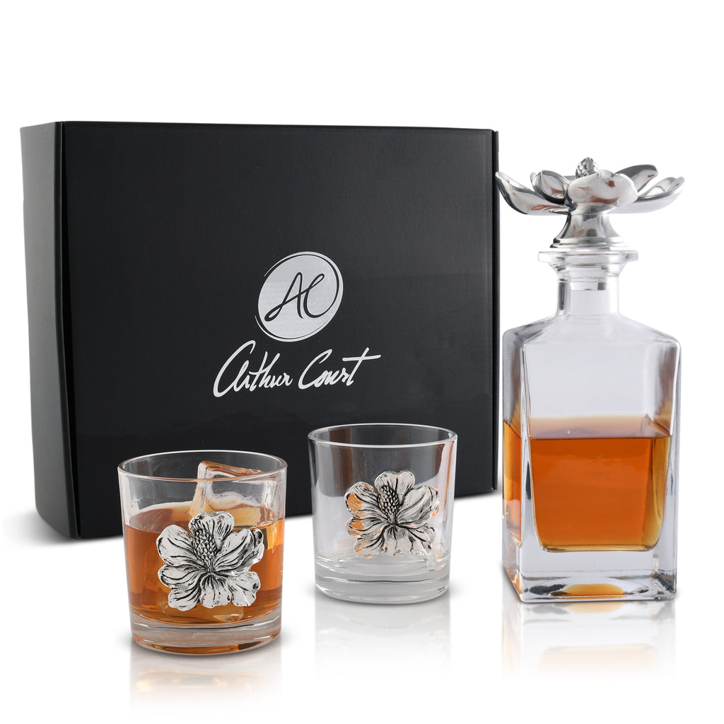 Magnolia Decanter Set with Coordinated Glasses