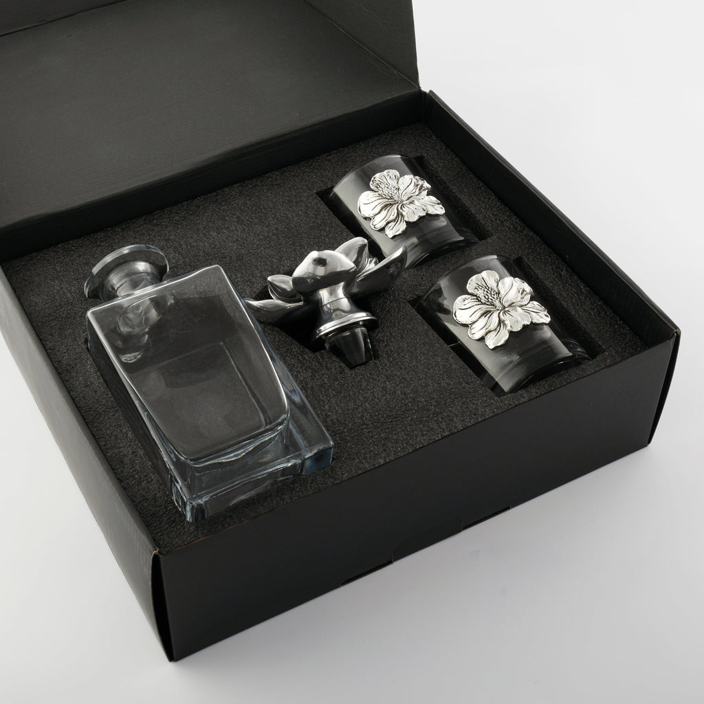 Magnolia Decanter Set with Coordinated Glasses