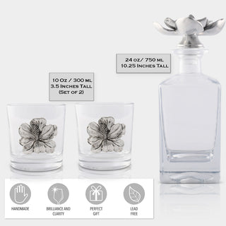 Magnolia Decanter Set with Coordinated Glasses