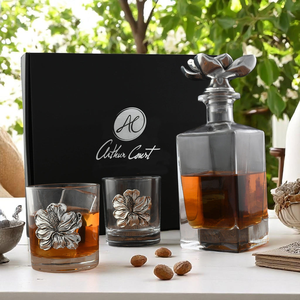 Magnolia Decanter Set with Coordinated Glasses