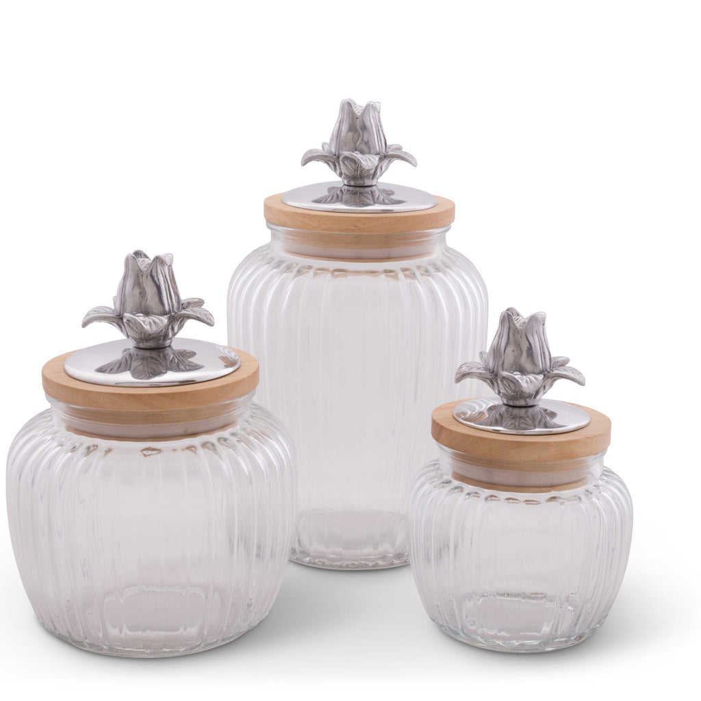 Magnolia Knob Glass Canisters Decorative Set
