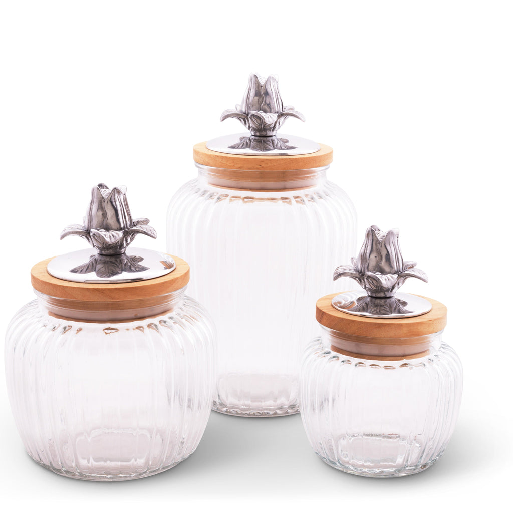 Magnolia Knob Glass Canisters Decorative Set