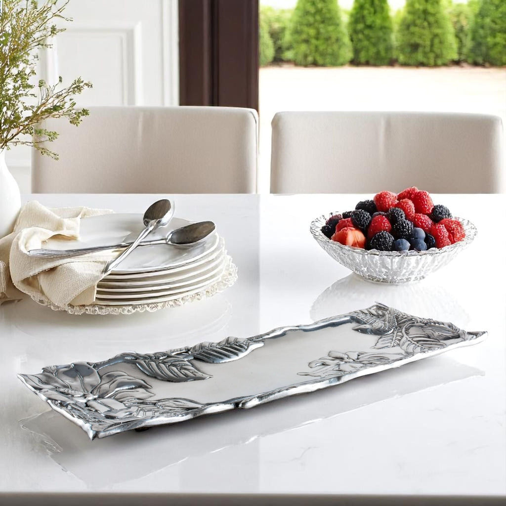 Magnolia Oblong Serving Tray Floral Accent