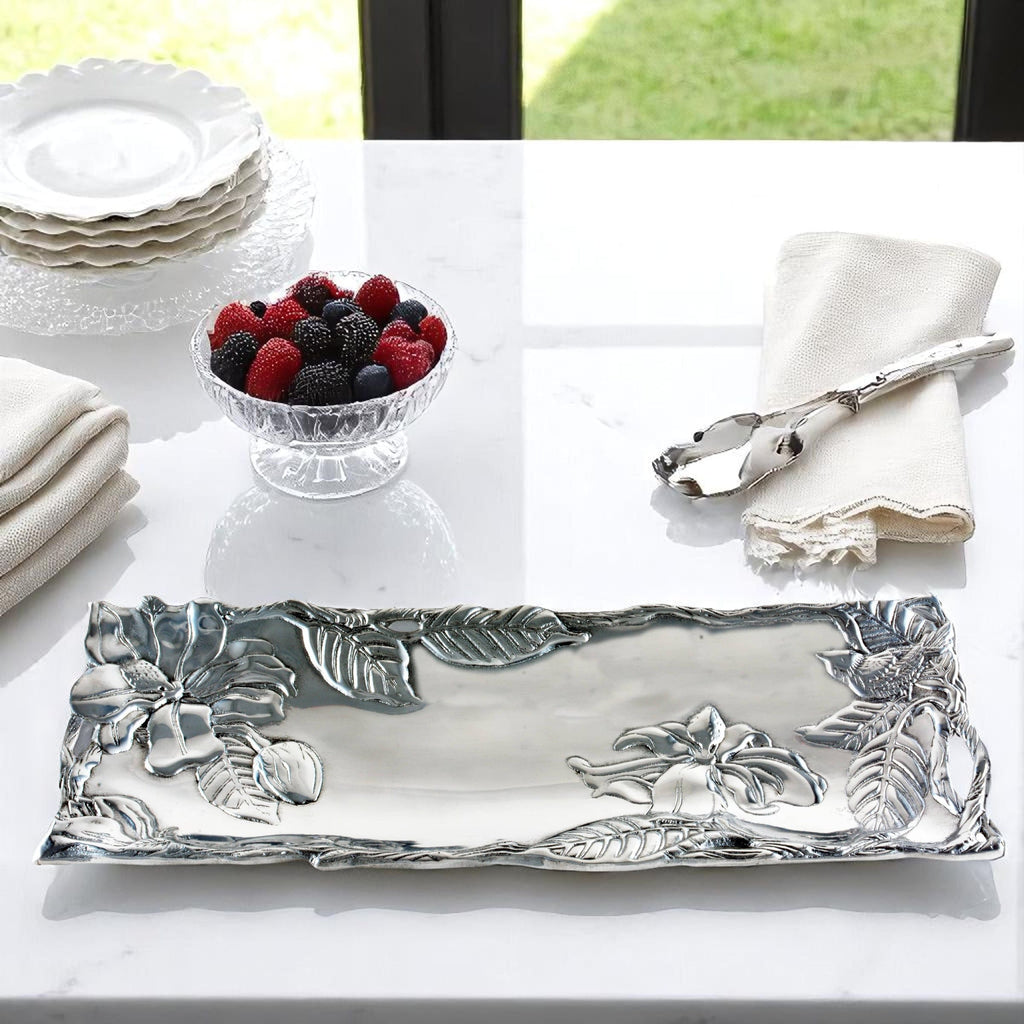 Magnolia Oblong Serving Tray Floral Accent