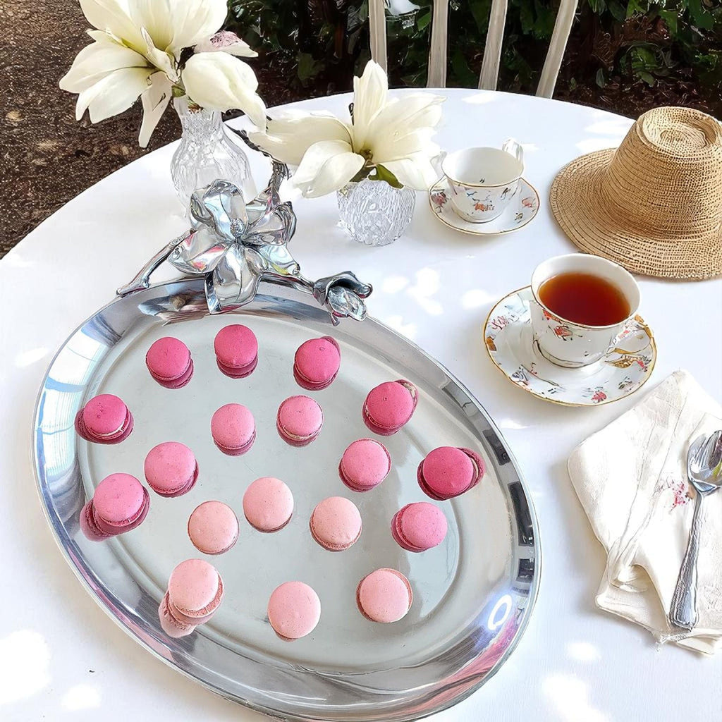 Magnolia Oval Platter Floral Serving Accent