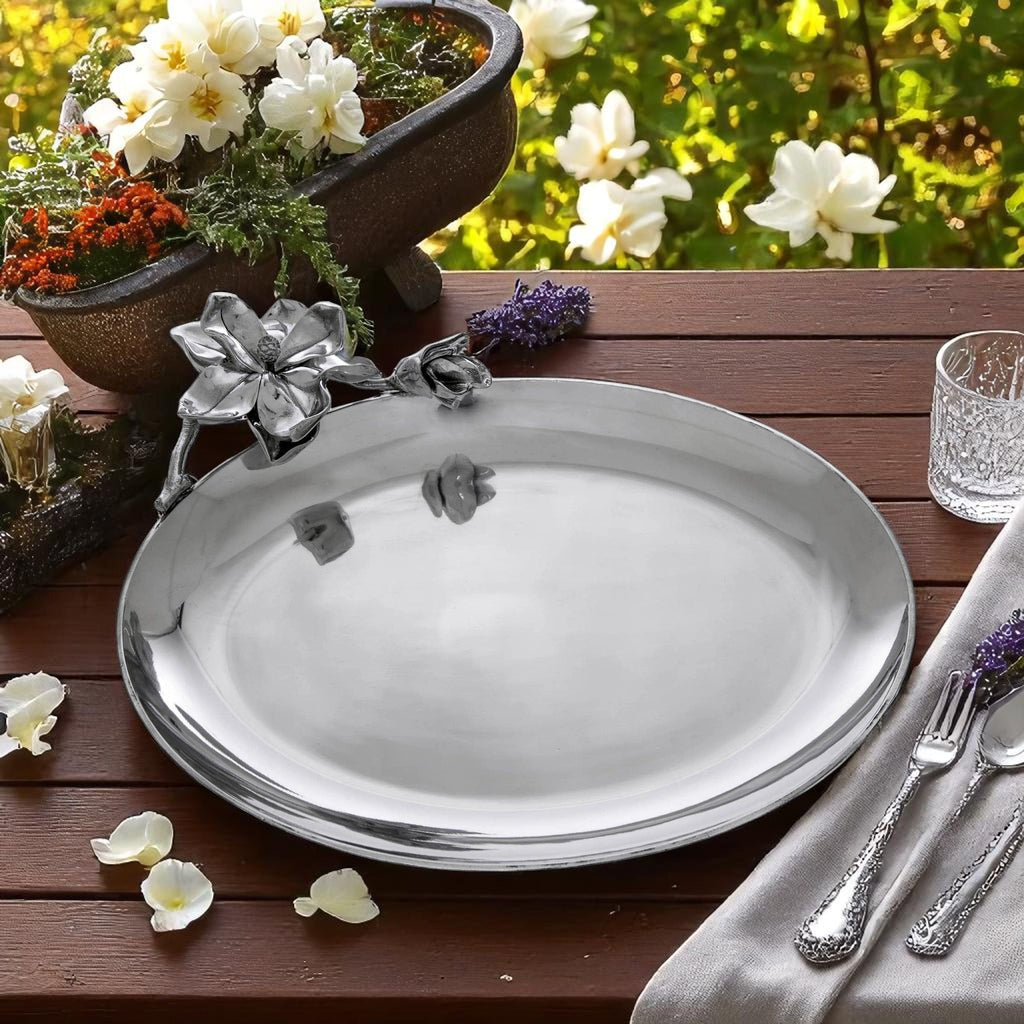 Magnolia Oval Platter Floral Serving Accent