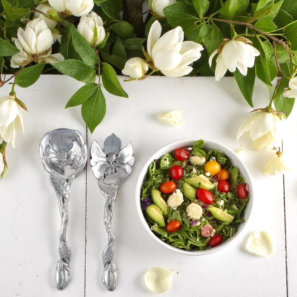 Magnolia Salad Serving Set Floral Table Accent