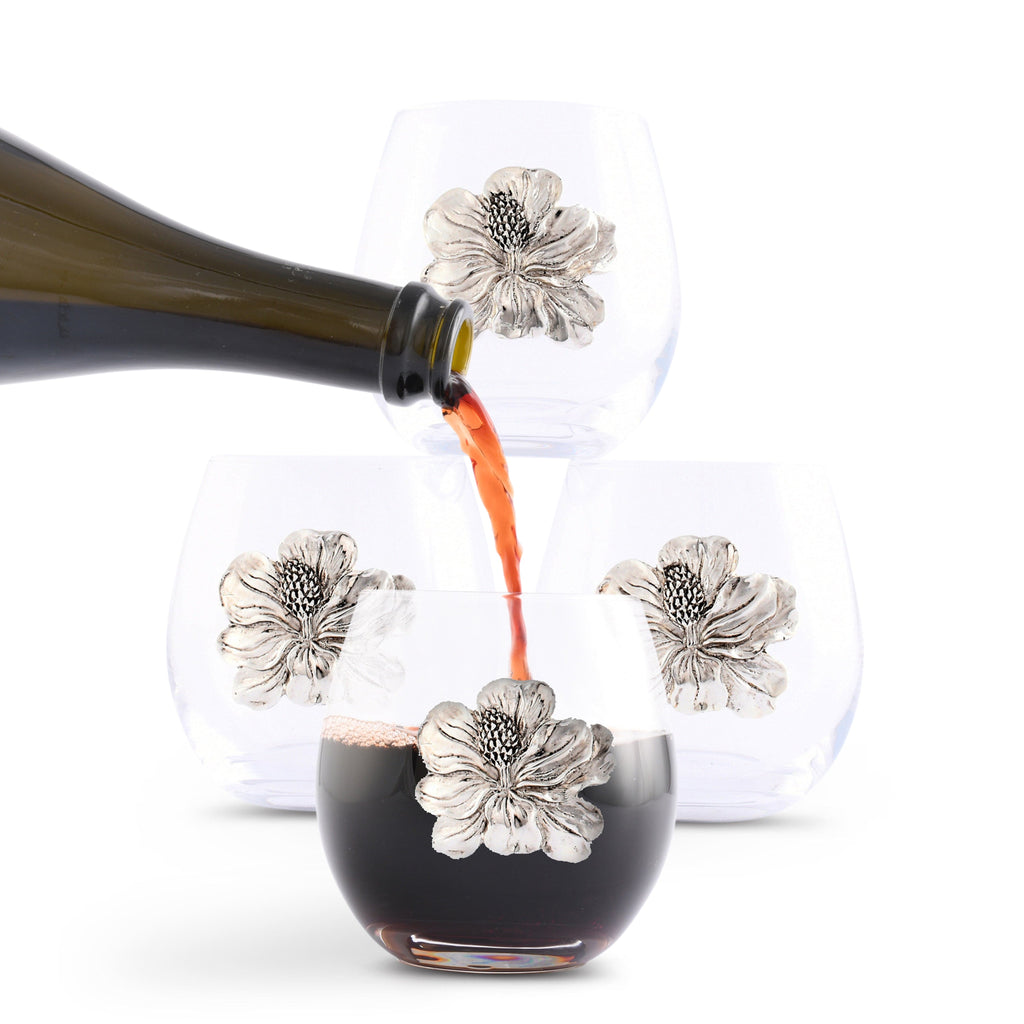 Magnolia Stemless Wine Glasses Set of 4