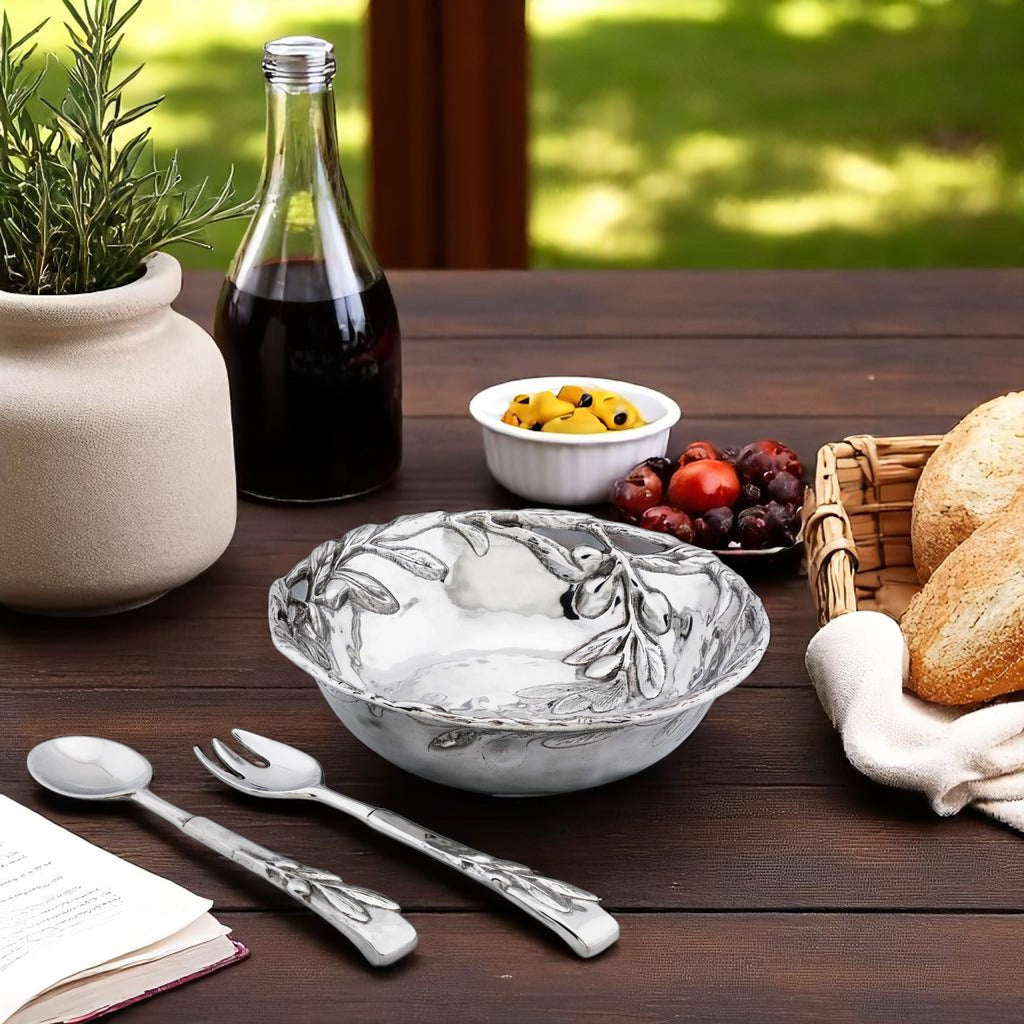 Olive Salad Bowl with Serveware set | Elegant Table Accent
