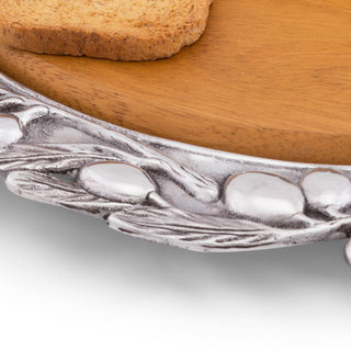 Olive Wood Cheese Board | Sculptural Metal Olive Accents