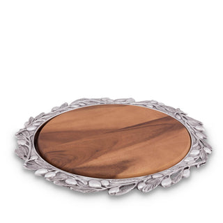 Olive Wood Cheese Board | Sculptural Metal Olive Accents