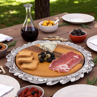 Olive Wood Cheese Board | Sculptural Metal Olive Accents