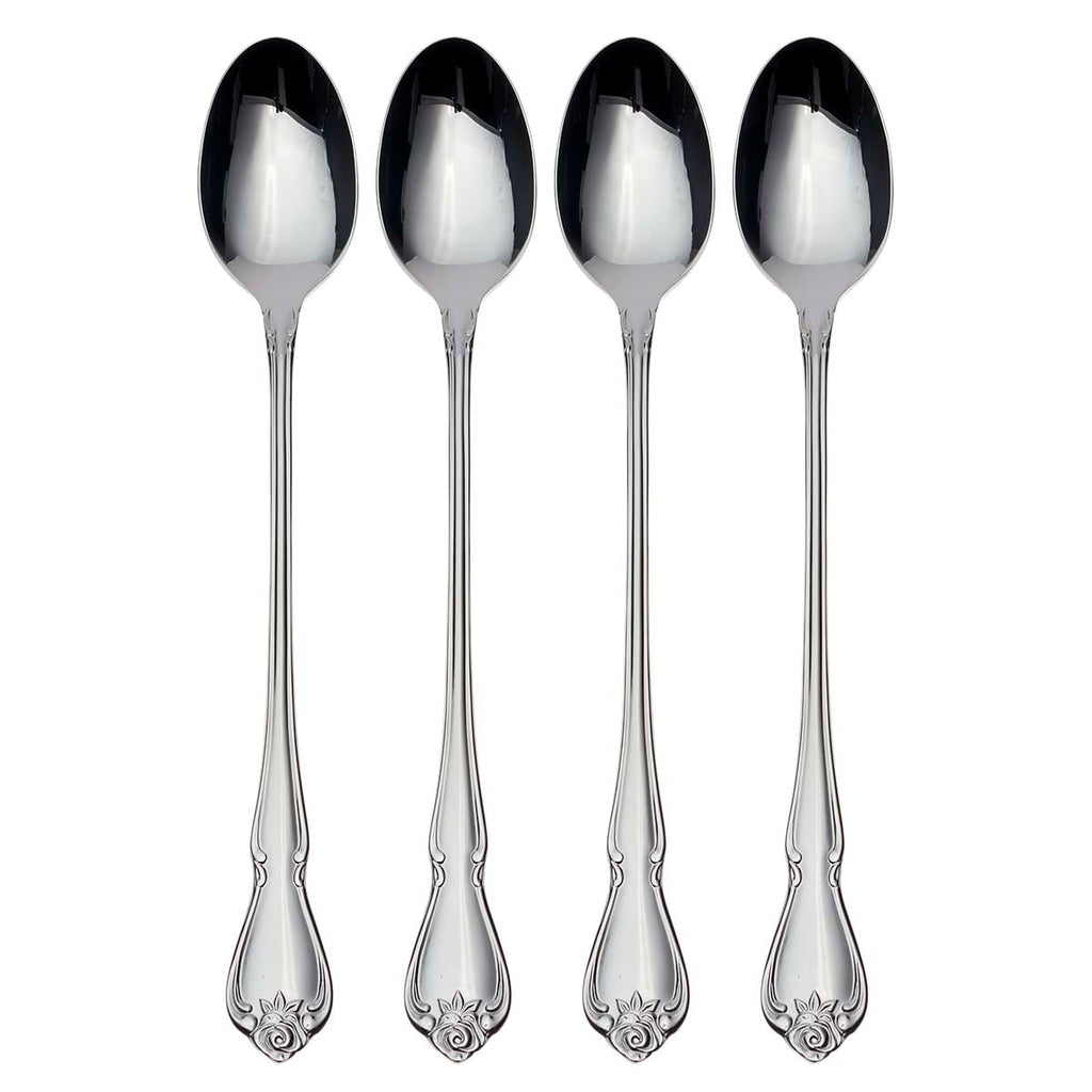 Oneida True Rose Tall Drink Spoons, Set of 4, 18/0 stainless steel