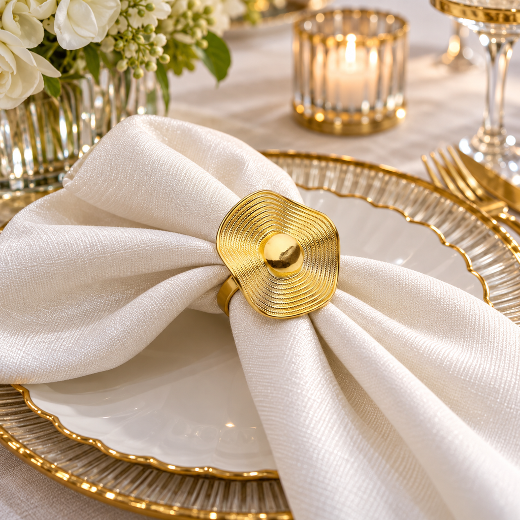 Elegant Gold Button Napkin Rings – Set of 6
