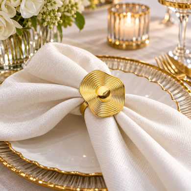 Elegant Gold Button Napkin Rings – Set of 6