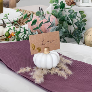 White And Gold Pumpkin Place Card Holders – Set of 6