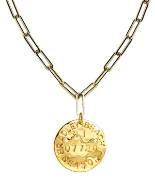 Beach Tag Charm Necklace – 18k Gold Plated