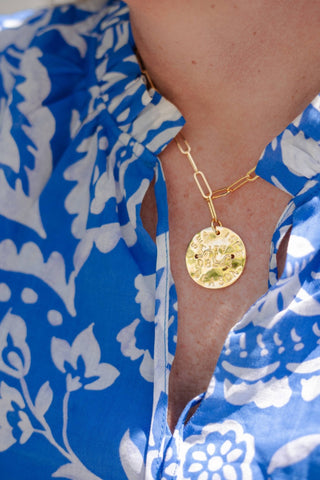 Beach Tag Charm Necklace – 18k Gold Plated