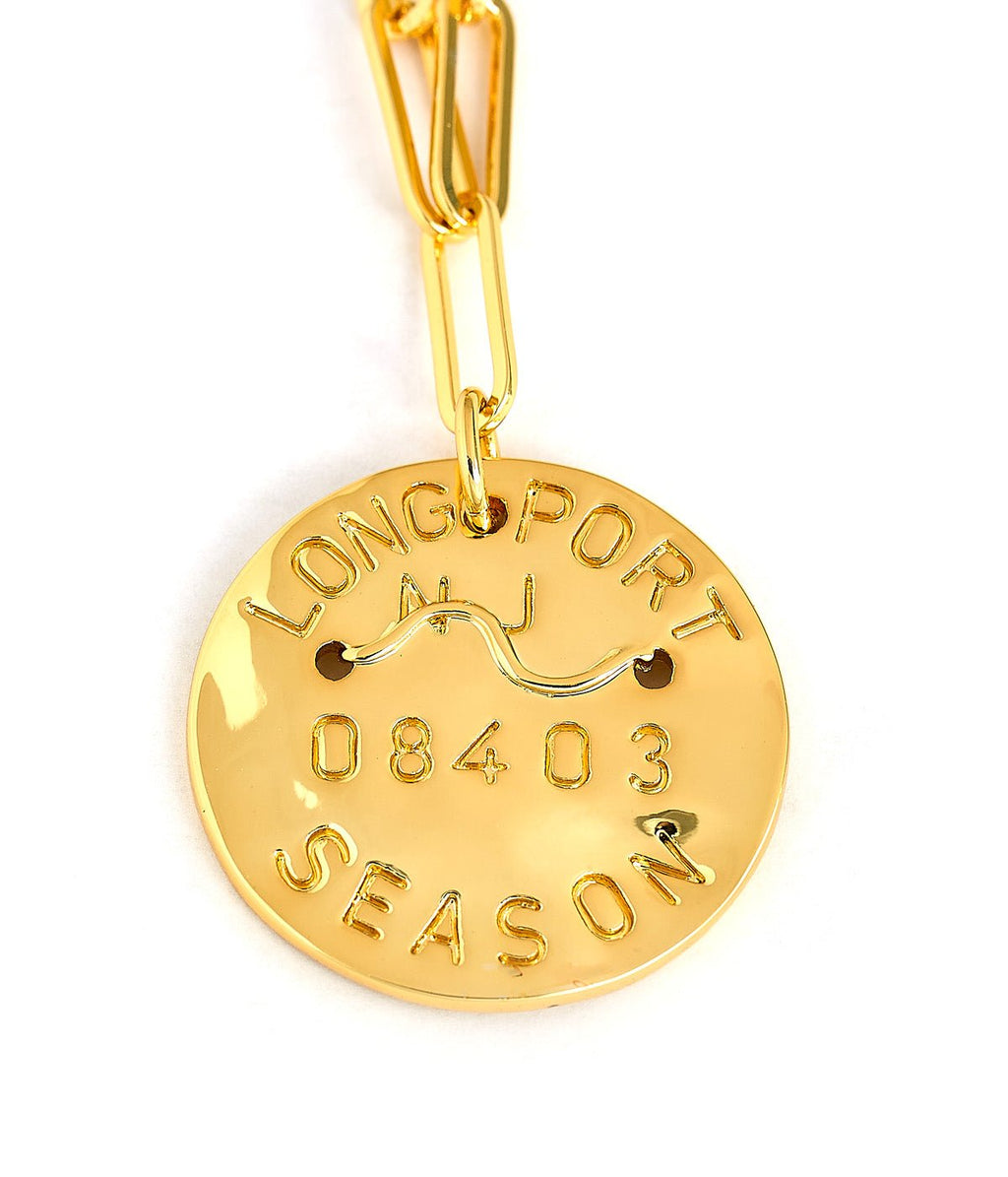 Beach Tag Charm Necklace – 18k Gold Plated