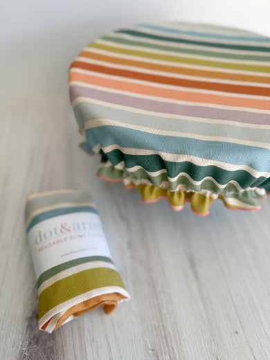 Elegant Reusable Bowl Cover – Beach Chair Stripe Cotton Kitchen Cover