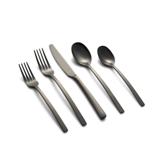 Cambridge Beacon Black Satin 20-Piece Flatware Set, 18/0 stainless steel