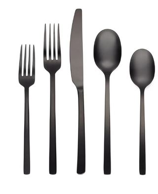 Cambridge Beacon Black Satin 45-Piece Flatware Set, 18/0 stainless steel