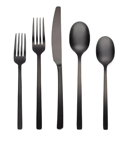 Cambridge Beacon Black Satin 45-Piece Flatware Set, 18/0 stainless steel