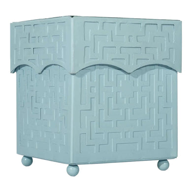 Slate Blue Fretwork Wastepaper Basket & Tissue | Classic Bath Décor