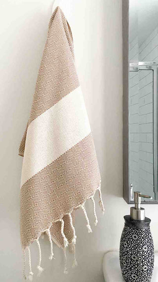 Diamond Hand Towel | Oversized Cotton Diamond Weave Towel