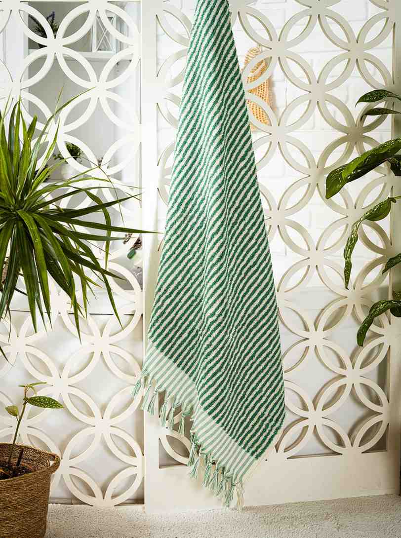Striped Bath Towel | Organic Turkish Cotton Plush Jacquard Towel