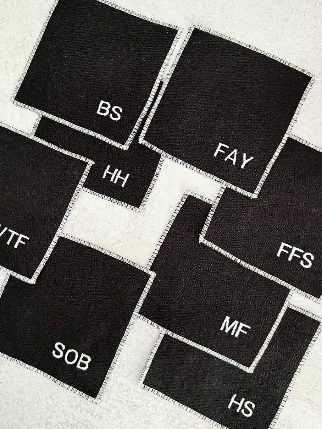 Elegant Linen Cocktail Coasters Set – 8-Piece Black & White Bar Collection