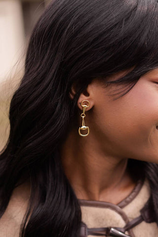 Blair Large Gold Snaffle Bit Drop Earrings