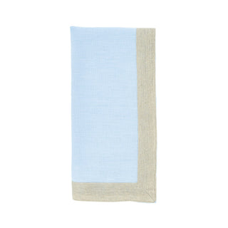 Blue Linen Napkins With Sparkle Borders, Set of 4