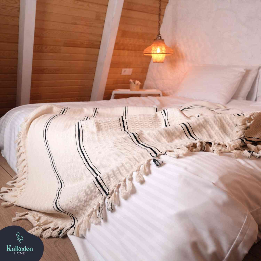 Handwoven Cotton Throw Blanket | 4-Layer Muslin Queen Size