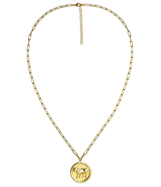 Bulldog 3D Disc Coin Necklace - 18k Gold Plated