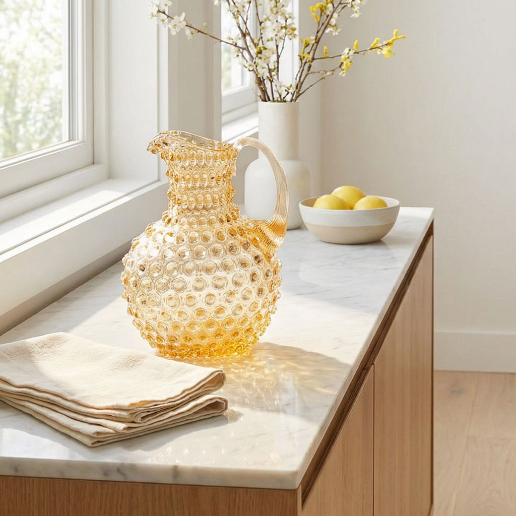 Hobnail Glass Jug in Butterscotch – 2 Liter
