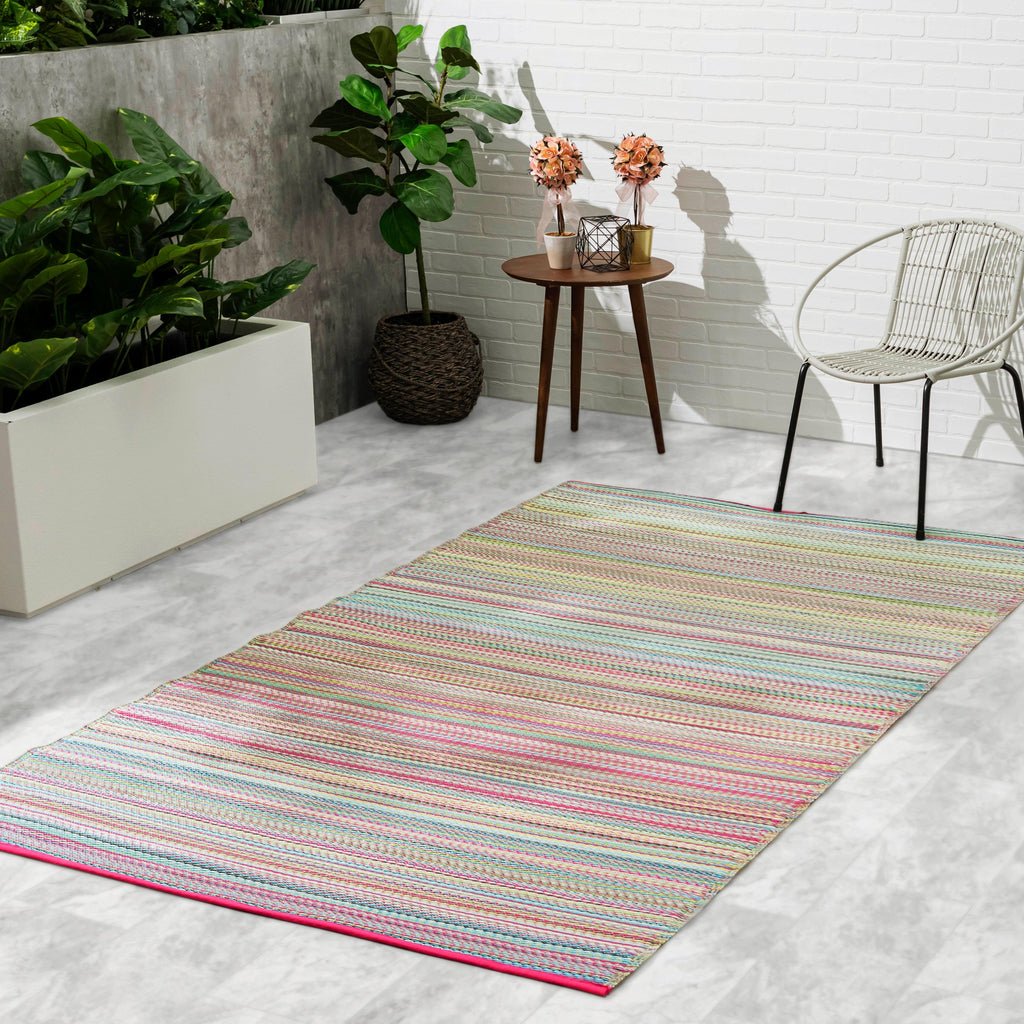 Cancun Striped Reversible Outdoor Patio Rug
