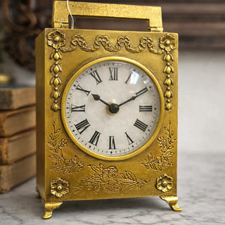 Vintage-Style Antique Gold Tabletop Clock