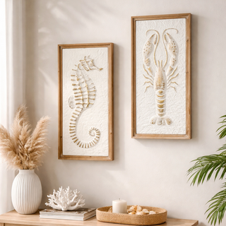 Wood-Framed Coastal Relief Wall Art