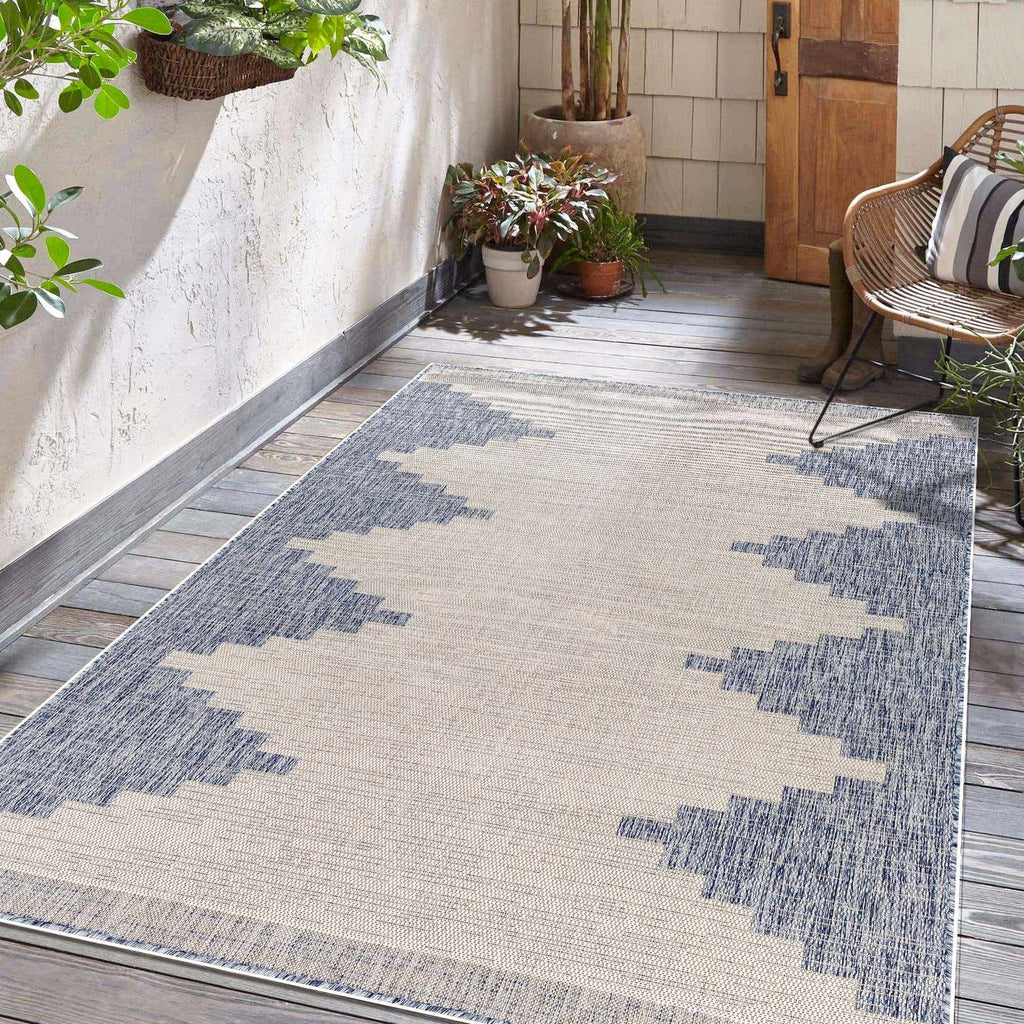 Djugun Blue Outdoor Rug – Durable Weather-Resistant Patio Carpet