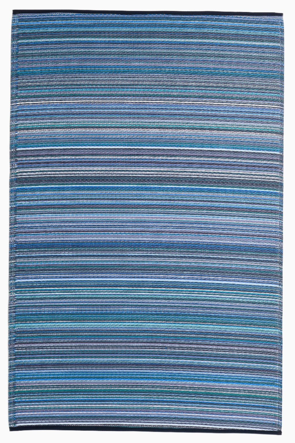 Cancun Indigo Striped Reversible Outdoor Patio Rug